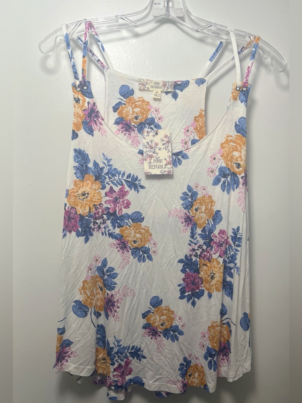 Pink Republic White Floral Strappy Tank Top